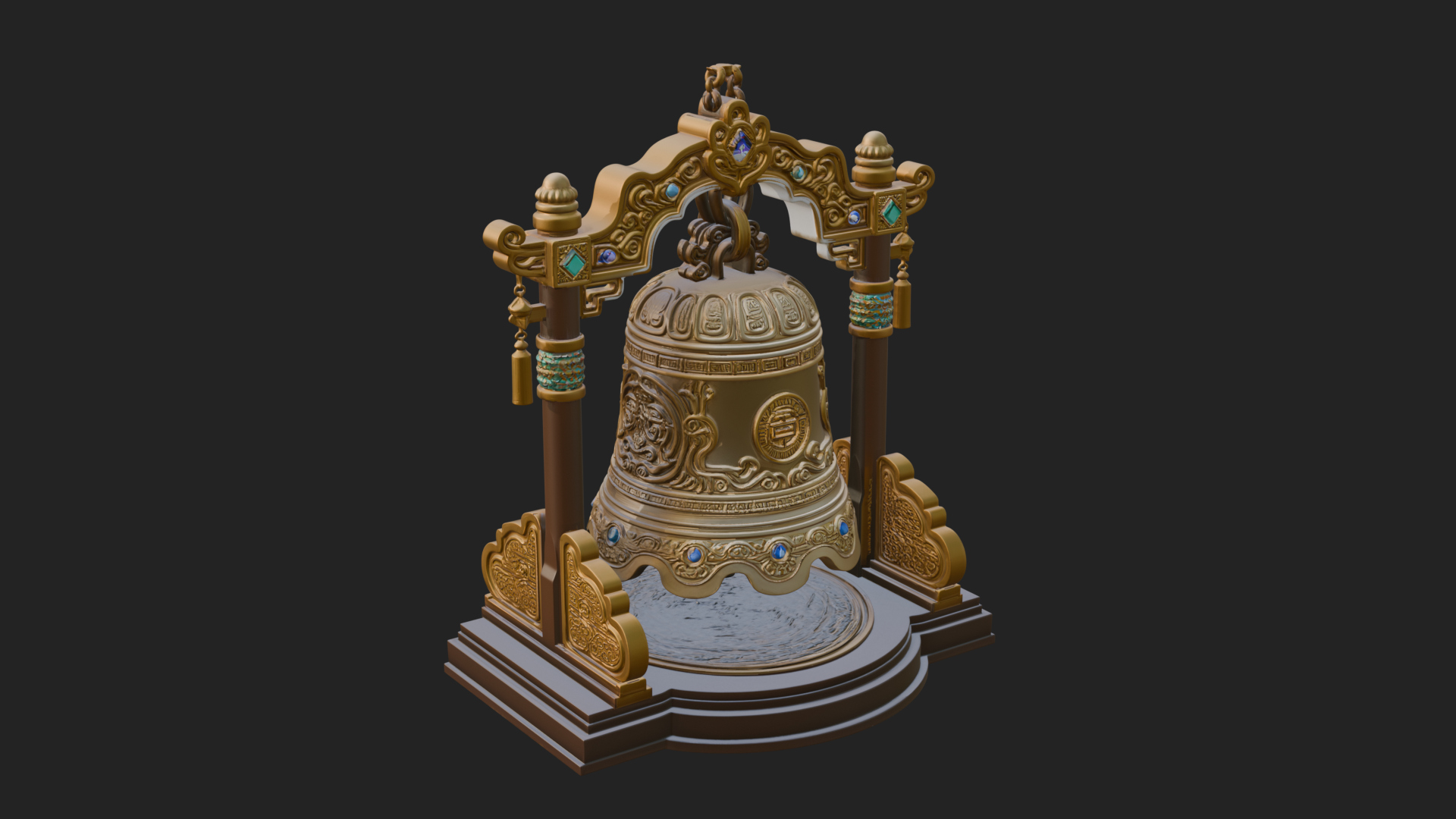 Hanging Temple Bell Model Design 4 3D Print Model 3D Model