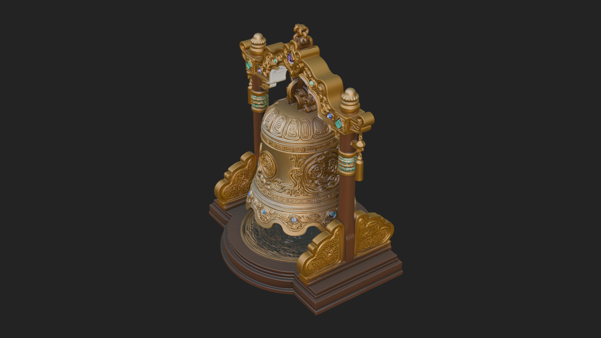 Hanging Temple Bell Model Design 4 3D Print Model 3D Model