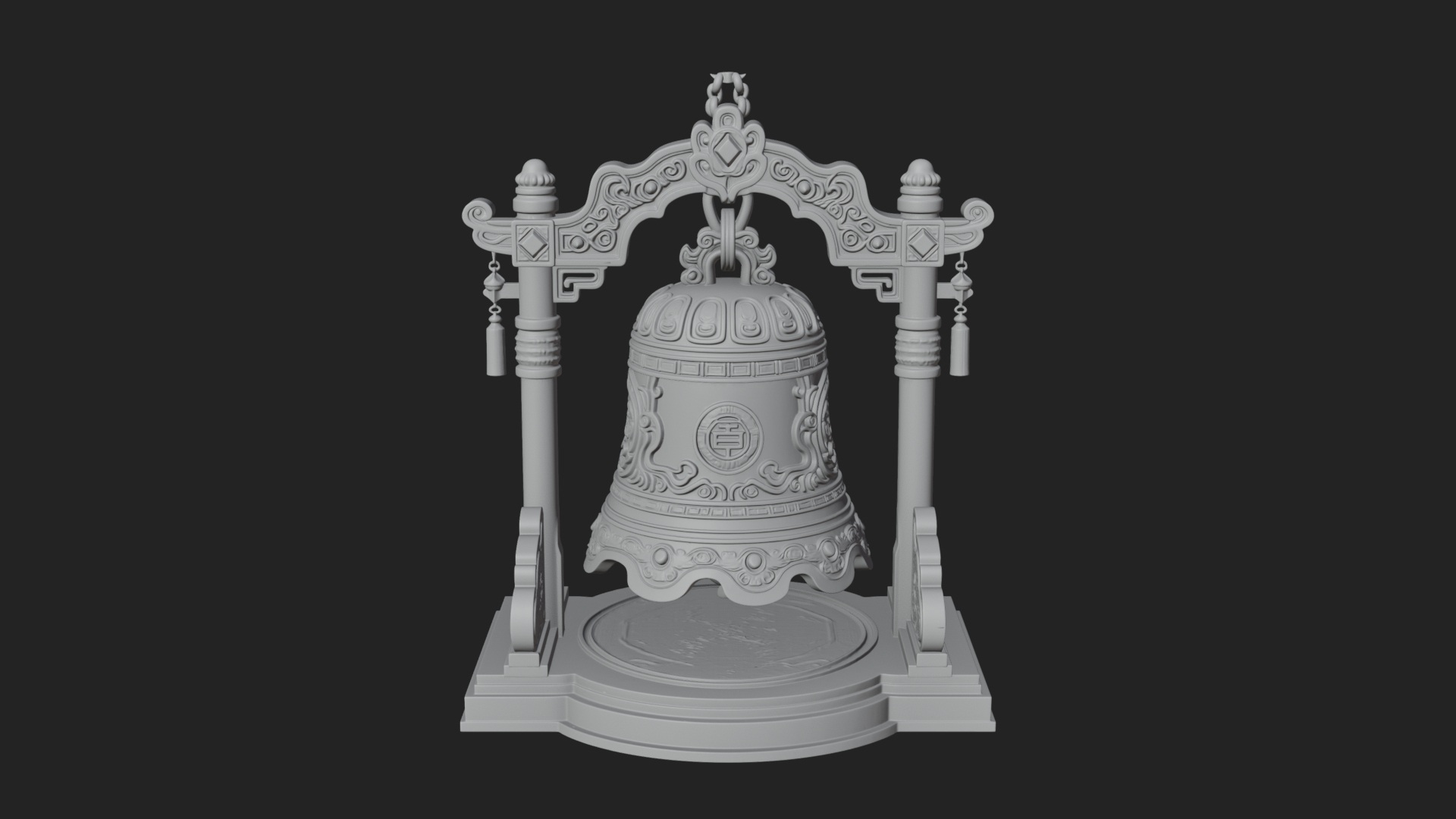 Hanging Temple Bell Model Design 4 3D Print Model 3D Model