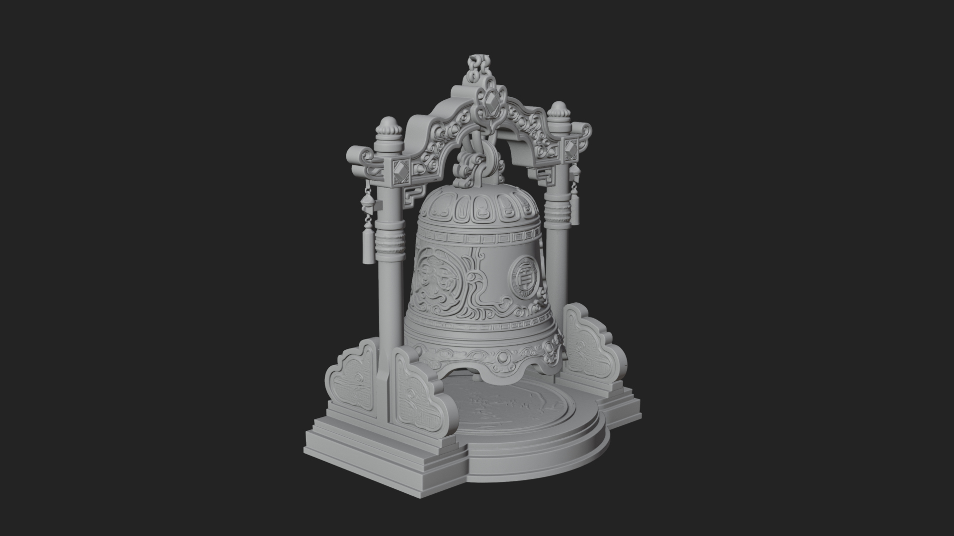 Hanging Temple Bell Model Design 4 3D Print Model 3D Model