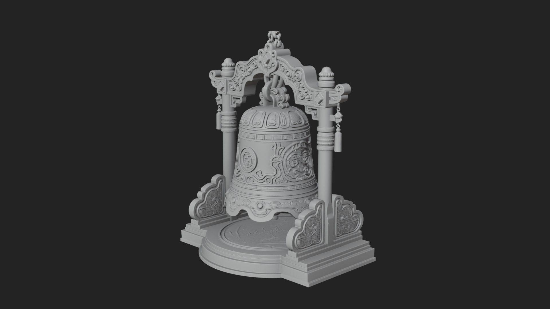 Hanging Temple Bell Model Design 4 3D Print Model 3D Model