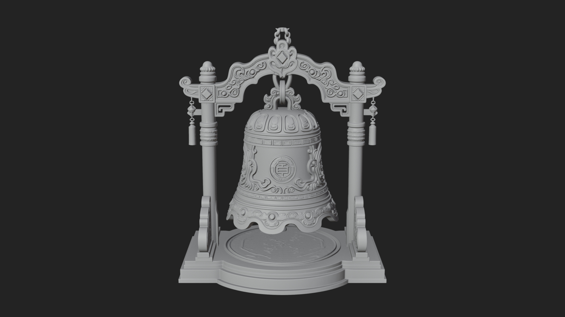 Hanging Temple Bell Model Design 4 3D Print Model 3D Model