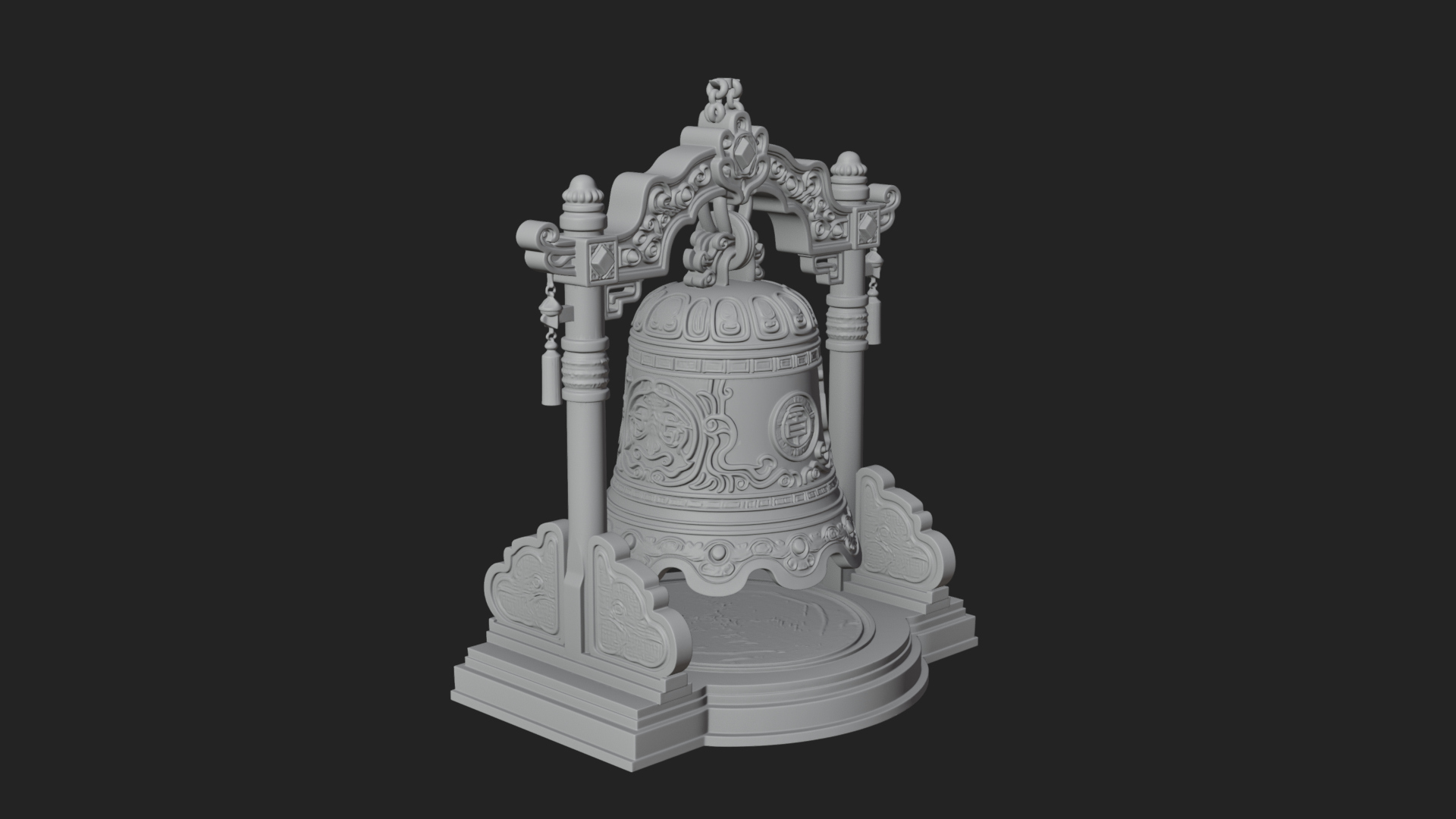 Hanging Temple Bell Model Design 4 3D Print Model 3D Model