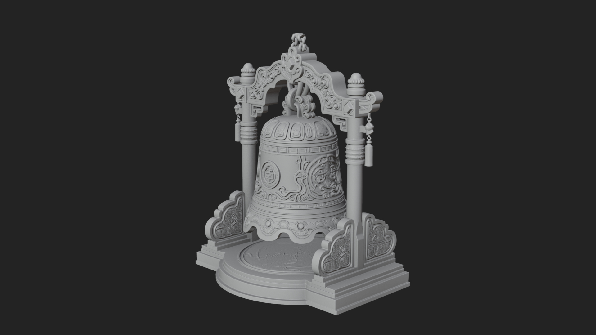 Hanging Temple Bell Model Design 4 3D Print Model 3D Model