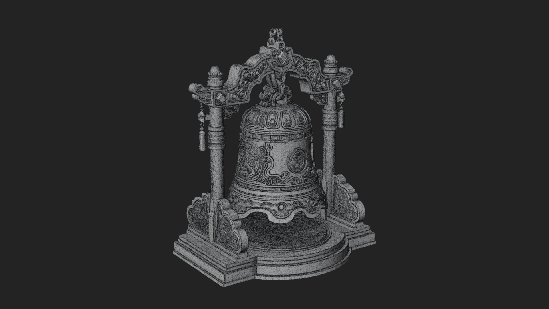 Hanging Temple Bell Model Design 4 3D Print Model 3D Model