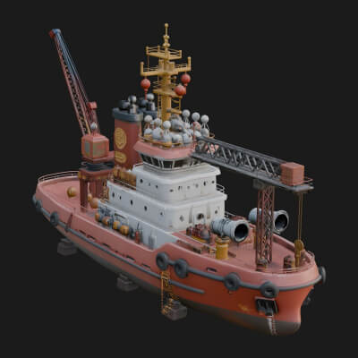 Harbour Tugboat Model Design 1 3D Print Model