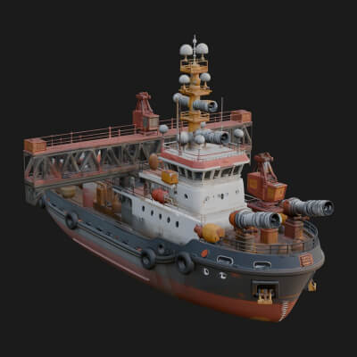 Harbour Tugboat Model Design 2 3D Print Model