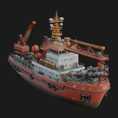 Harbour Tugboat Model Design 4 3D Print Model