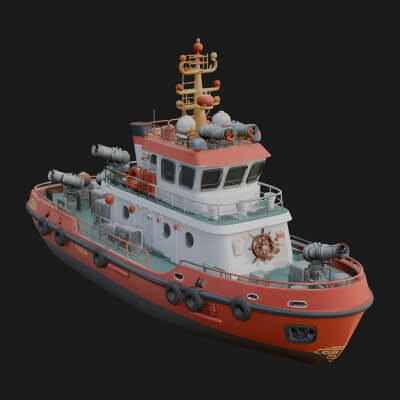 Harbour Tugboat Model Design 5 3D Print Model