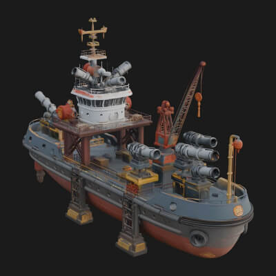 Harbour Tugboat Model Design 6 3D Print Model