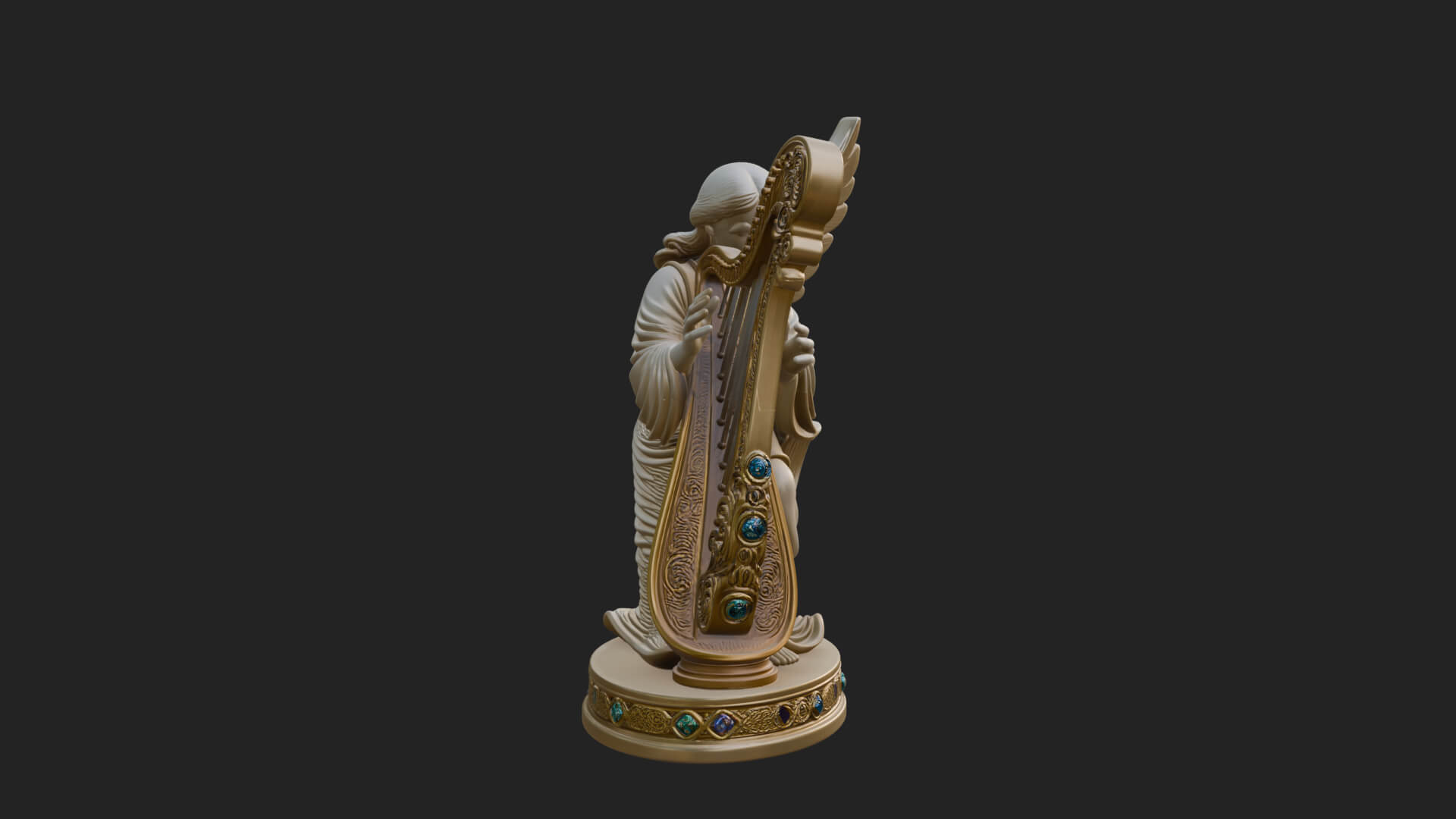 Harp Playing Angel Statue Design 1 3D Print Model 3D Model