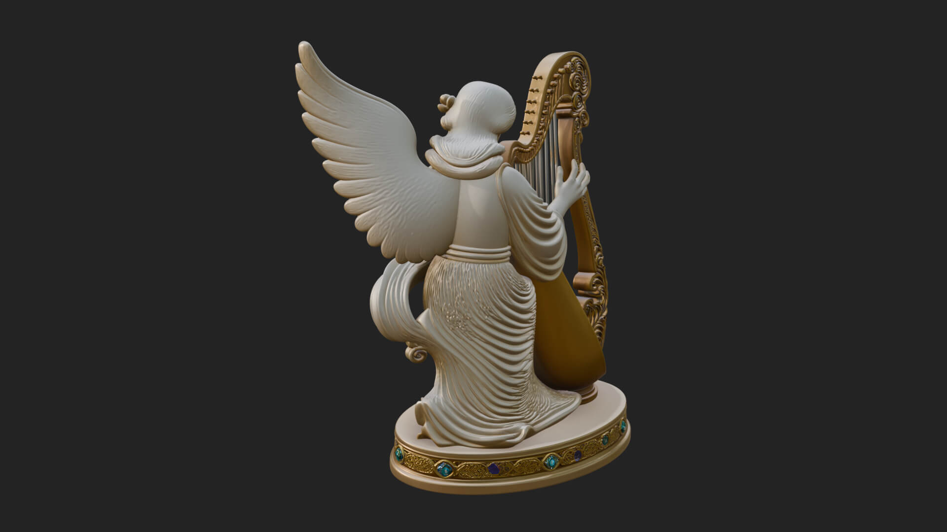 Harp Playing Angel Statue Design 1 3D Print Model 3D Model