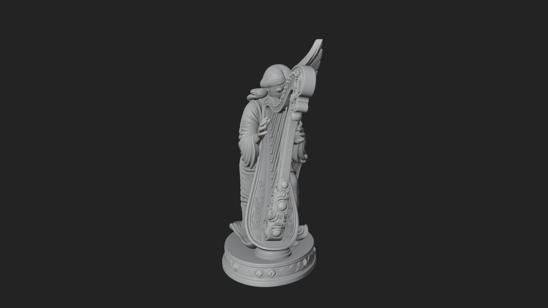 Harp Playing Angel Statue Design 1 3D Print Model 3D Model
