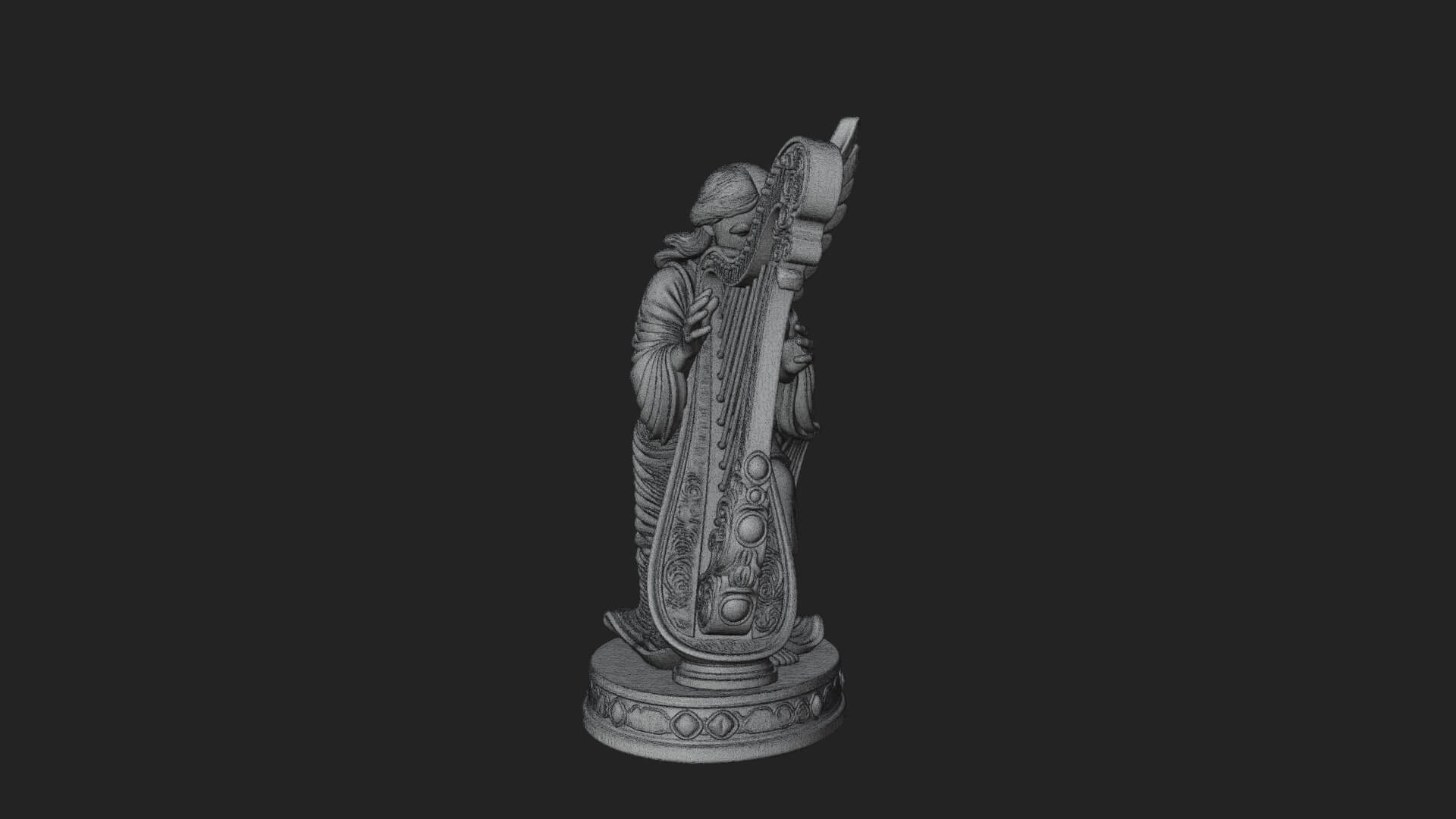 Harp Playing Angel Statue Design 1 3D Print Model 3D Model
