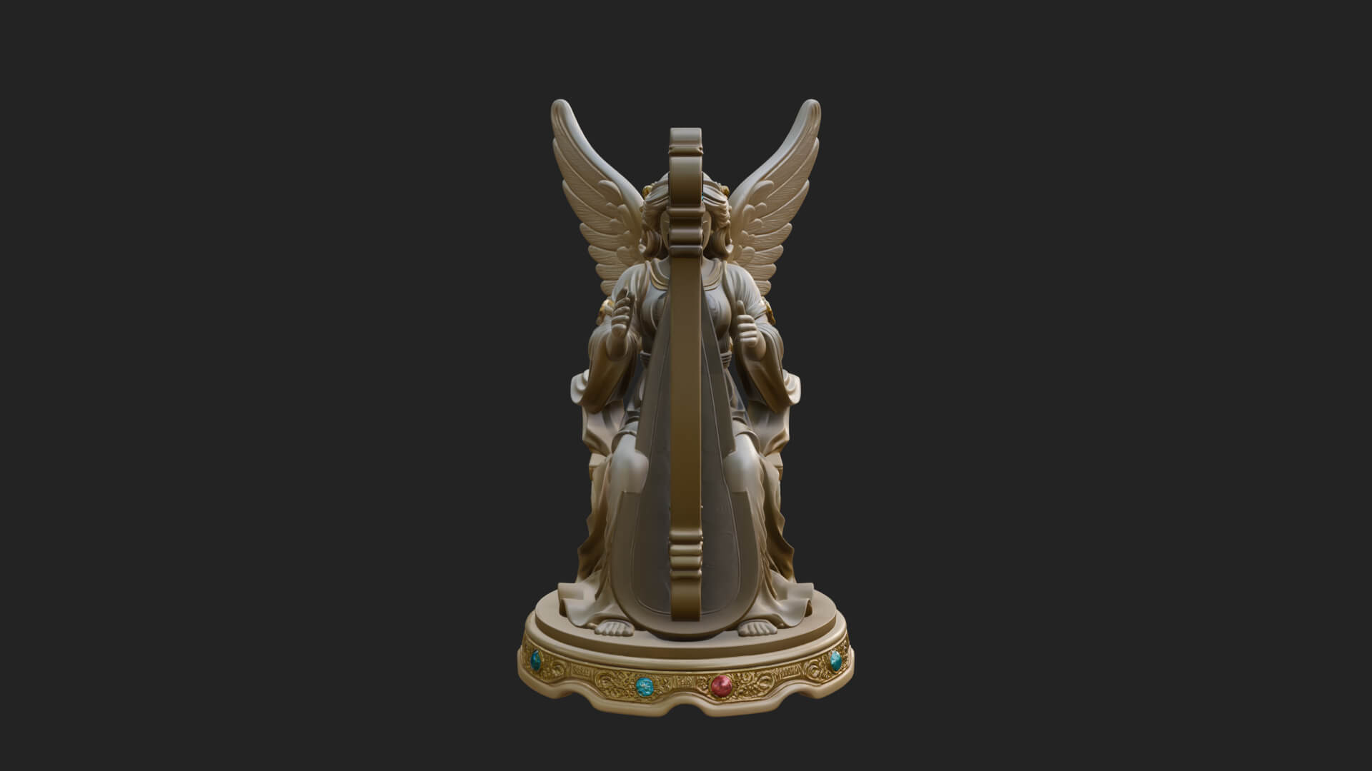 Harp Playing Angel Statue Design 2 3D Print Model 3D Model