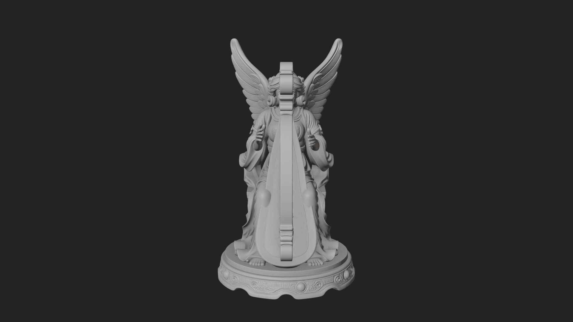 Harp Playing Angel Statue Design 2 3D Print Model 3D Model