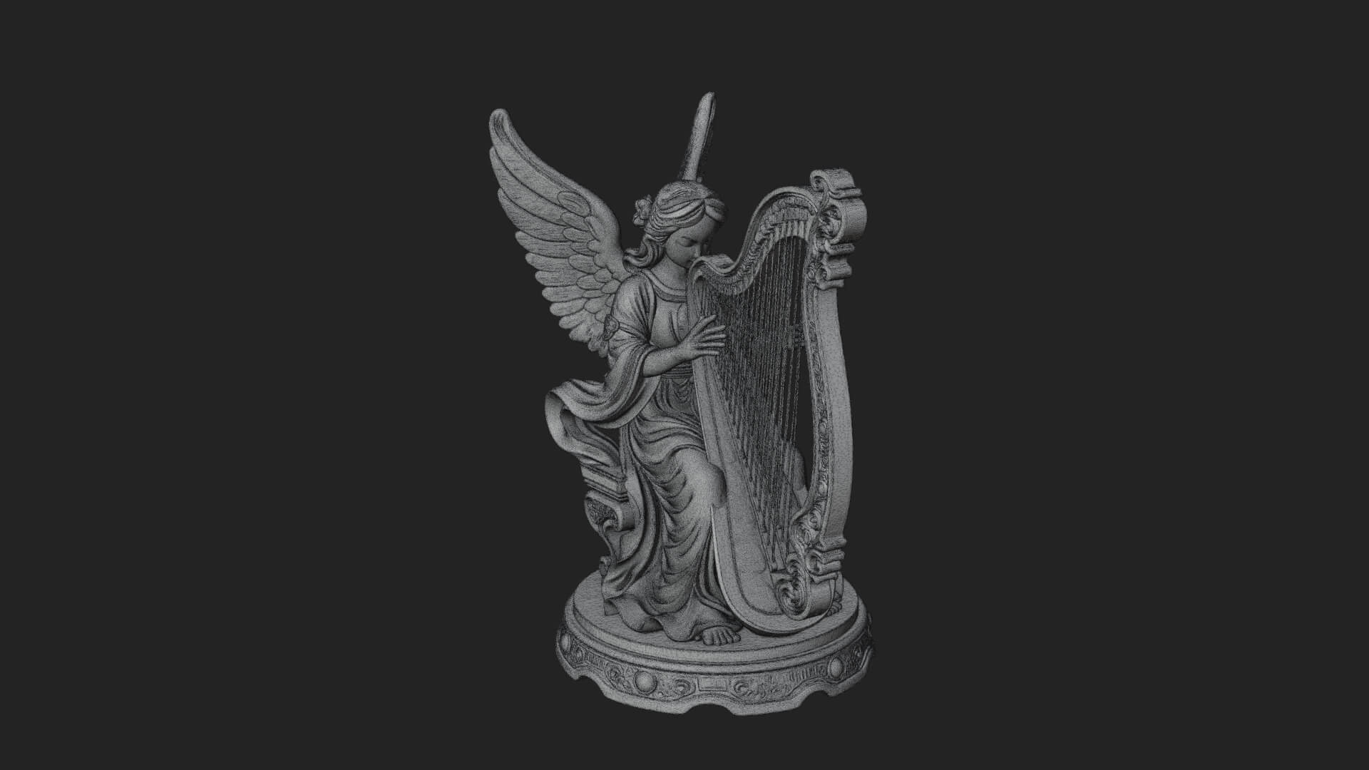 Harp Playing Angel Statue Design 2 3D Print Model 3D Model
