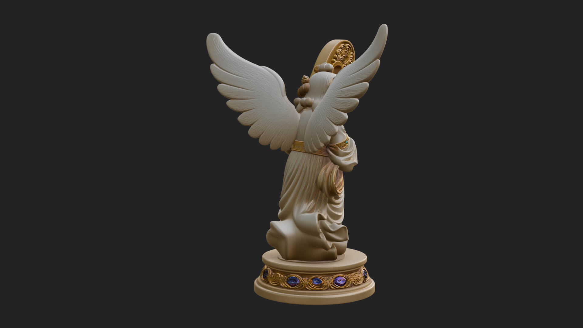Harp Playing Angel Statue Design 3 3D Print Model 3D Model
