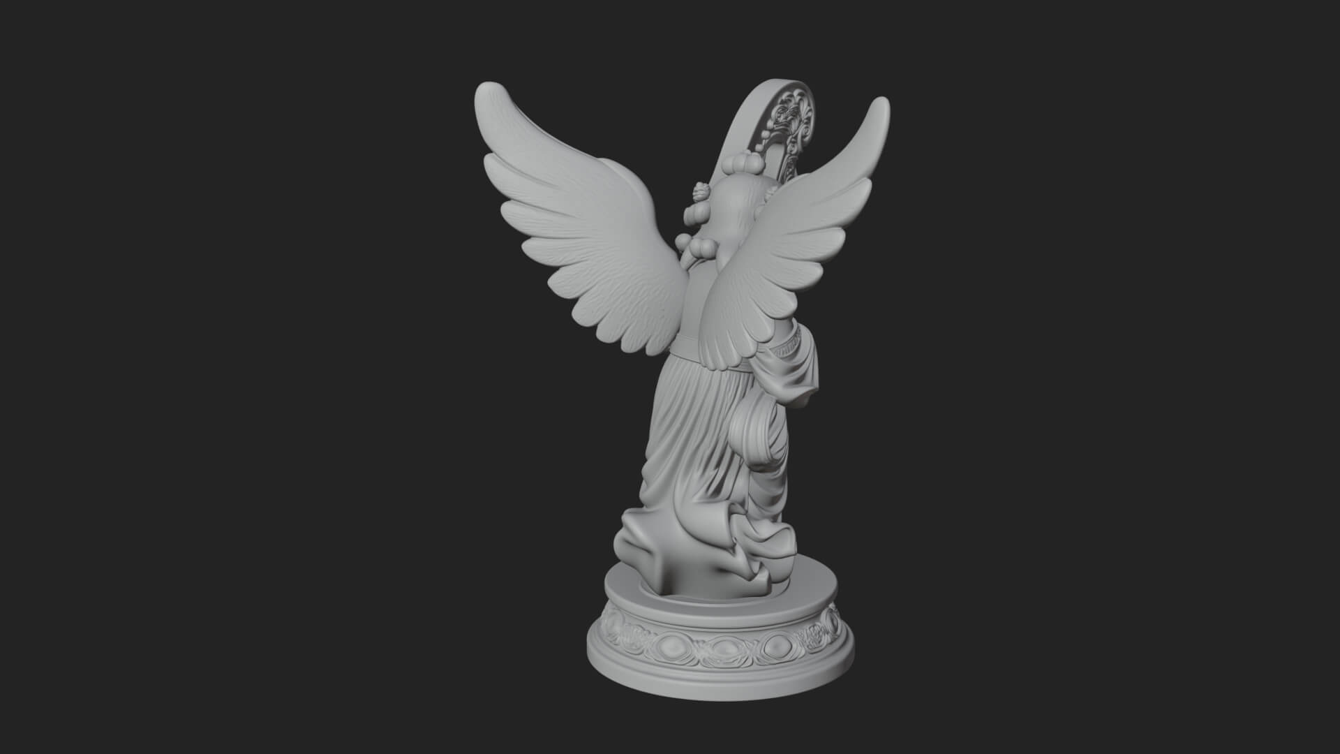 Harp Playing Angel Statue Design 3 3D Print Model 3D Model