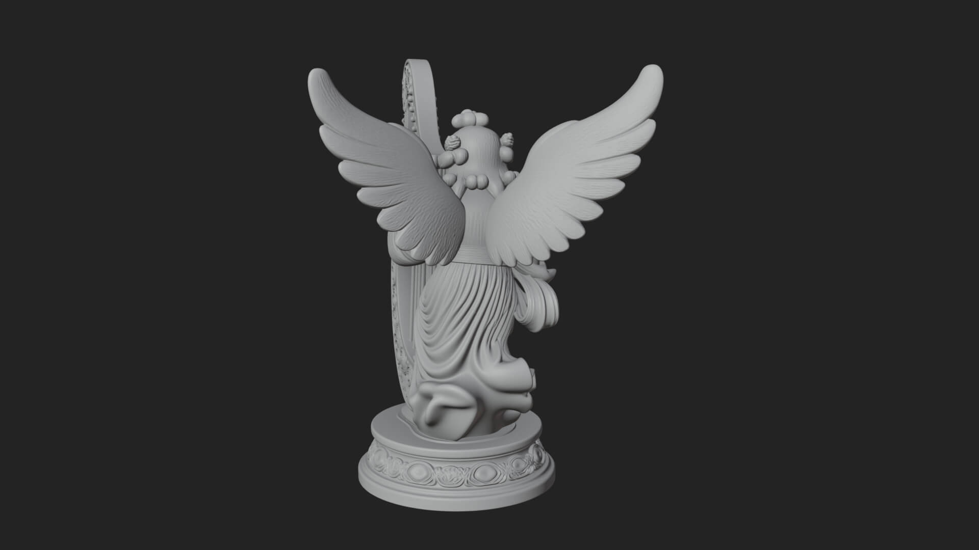 Harp Playing Angel Statue Design 3 3D Print Model 3D Model
