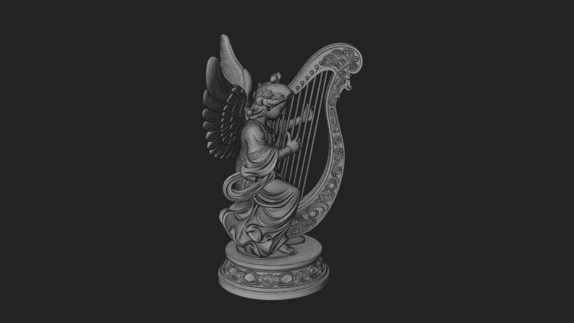 Harp Playing Angel Statue Design 3 3D Print Model 3D Model