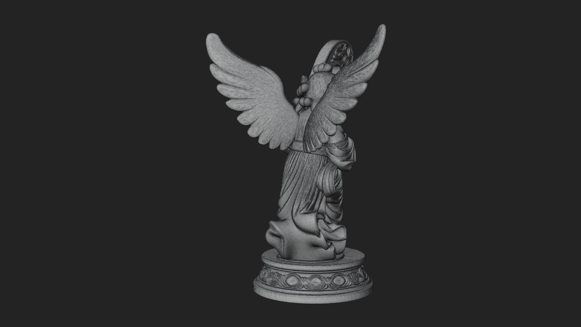 Harp Playing Angel Statue Design 3 3D Print Model 3D Model