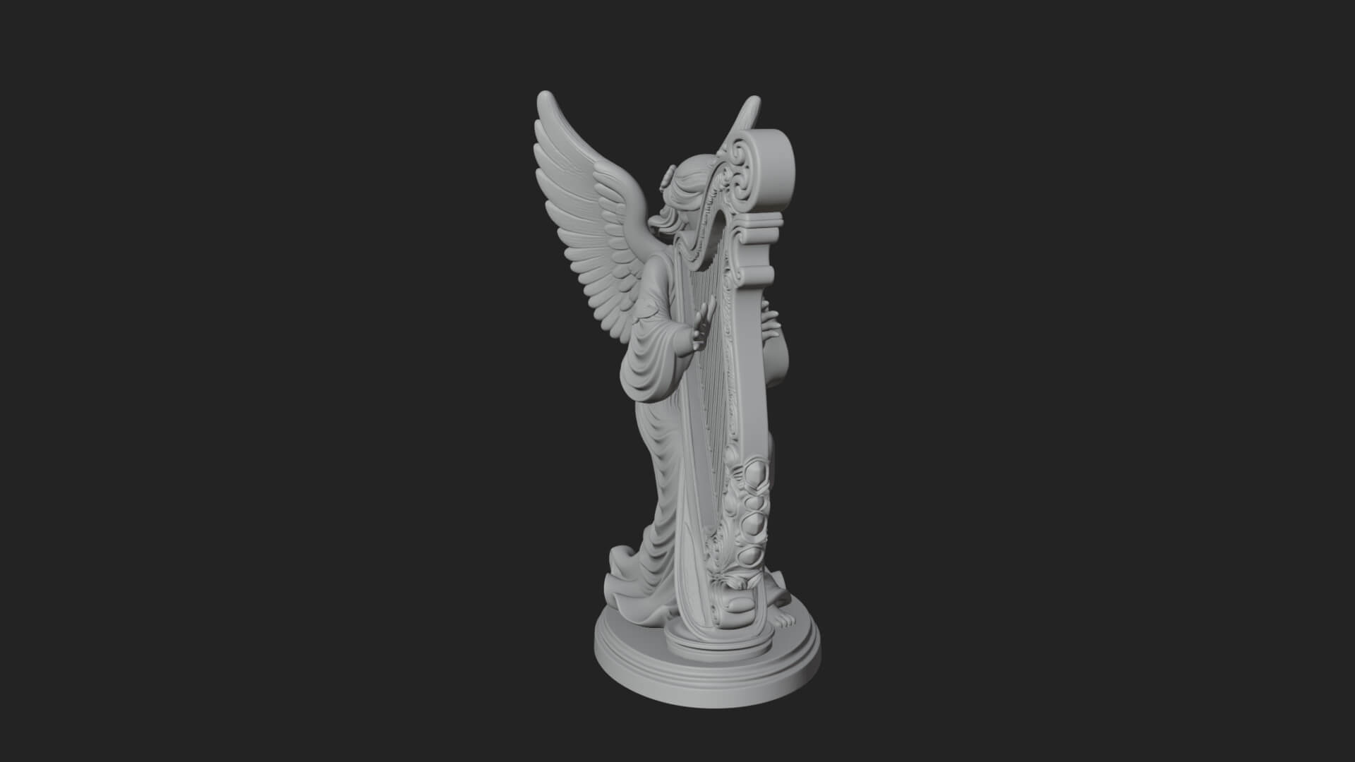 Harp Playing Angel Statue Design 4 3D Print Model 3D Model