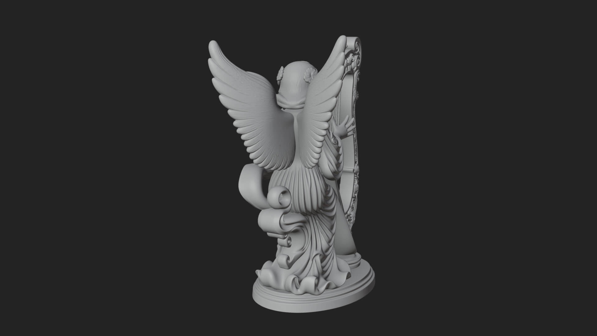 Harp Playing Angel Statue Design 4 3D Print Model 3D Model