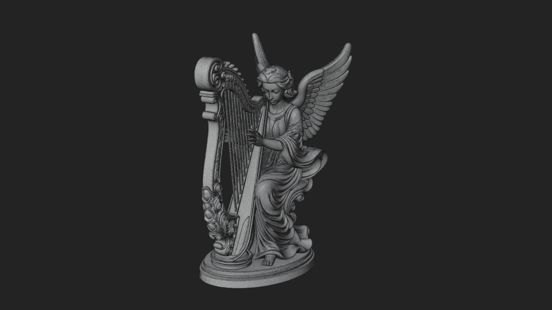 Harp Playing Angel Statue Design 4 3D Print Model 3D Model