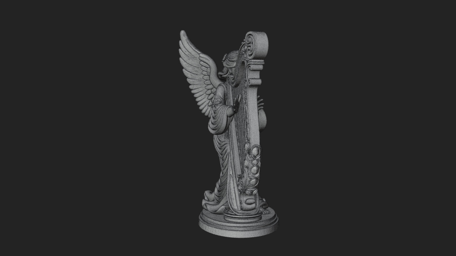 Harp Playing Angel Statue Design 4 3D Print Model 3D Model