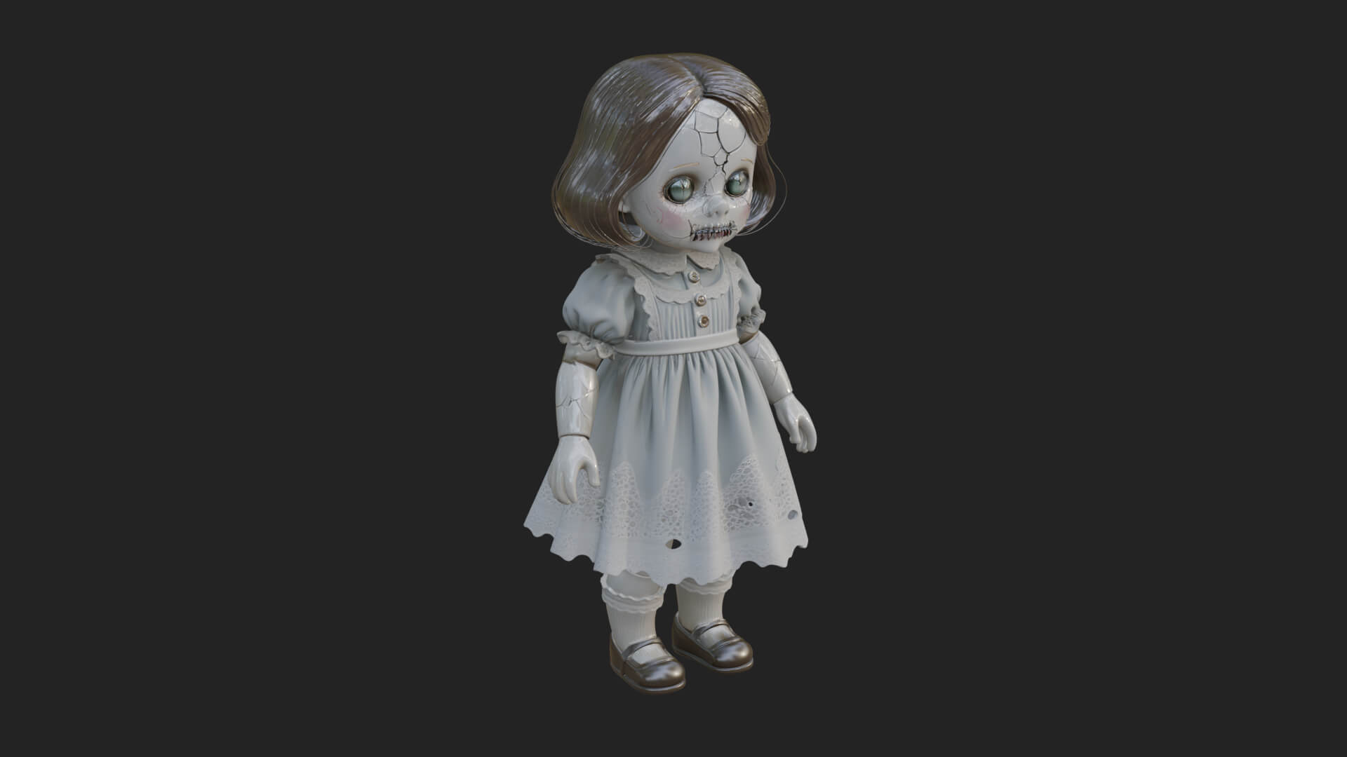 Haunted Porcelain Doll Statue Design 1 3D Print Model 3D Model