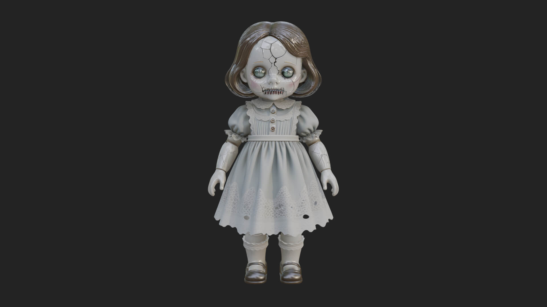 Haunted Porcelain Doll Statue Design 1 3D Print Model 3D Model