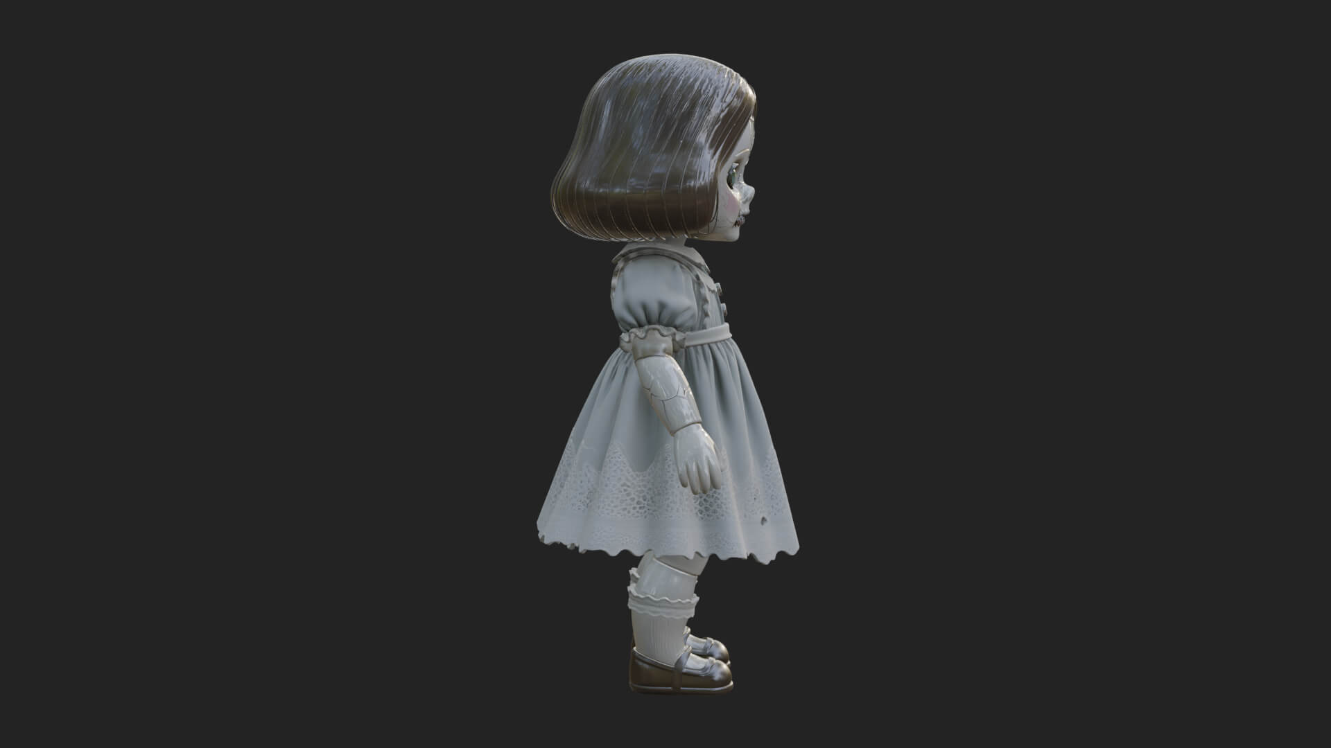 Haunted Porcelain Doll Statue Design 1 3D Print Model 3D Model