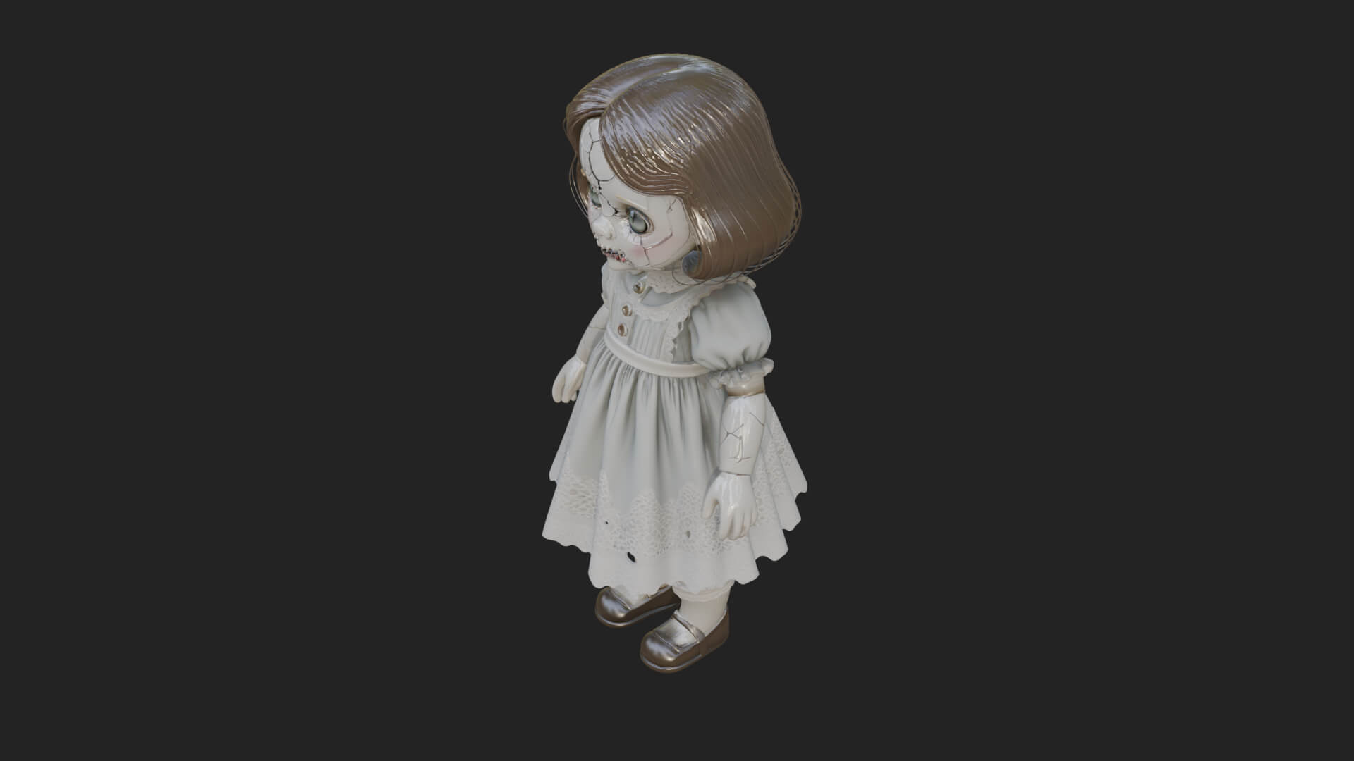 Haunted Porcelain Doll Statue Design 1 3D Print Model 3D Model