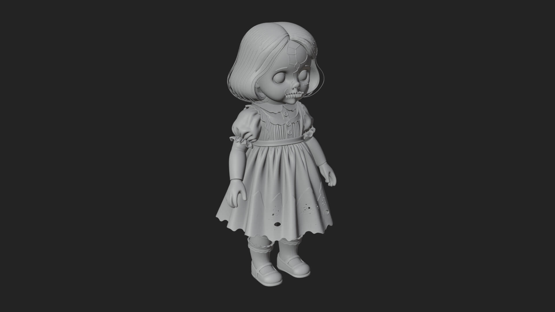 Haunted Porcelain Doll Statue Design 1 3D Print Model 3D Model