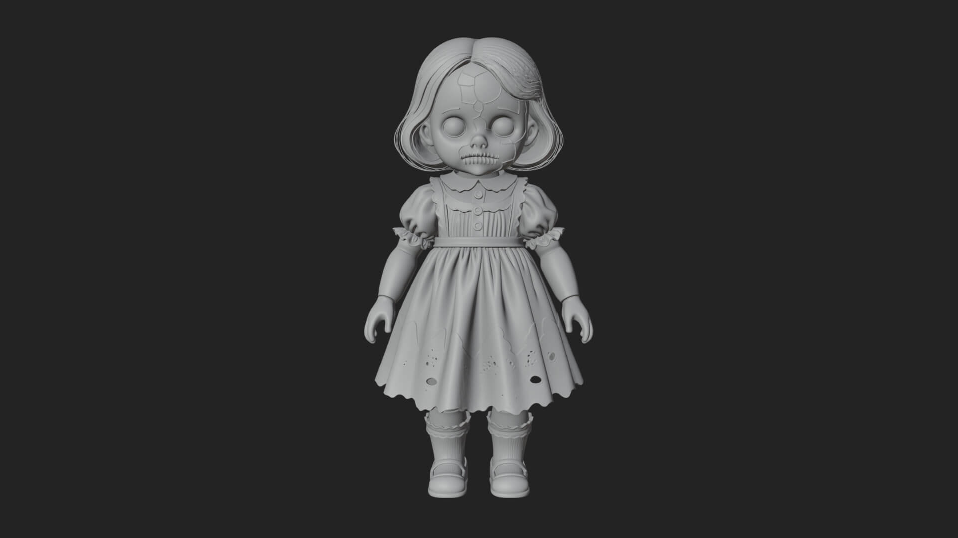 Haunted Porcelain Doll Statue Design 1 3D Print Model 3D Model