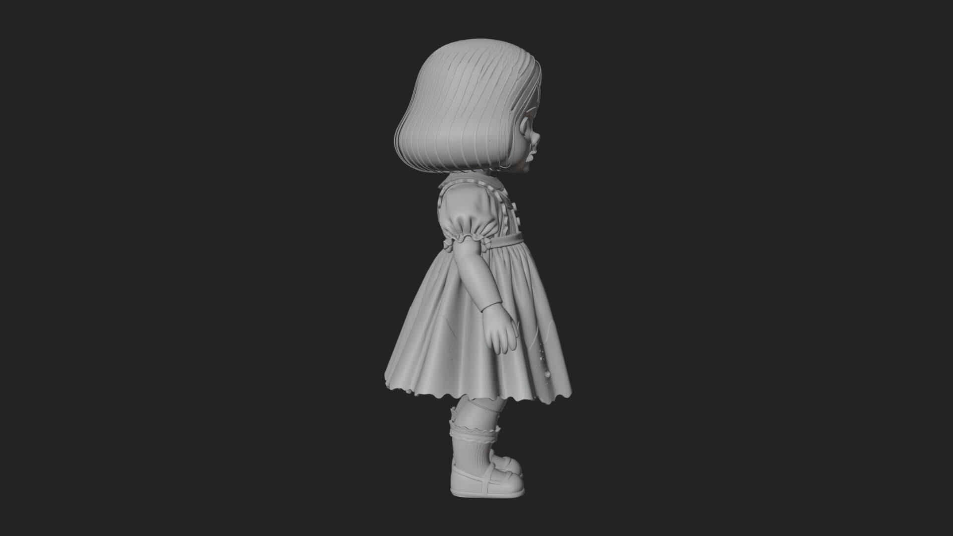 Haunted Porcelain Doll Statue Design 1 3D Print Model 3D Model