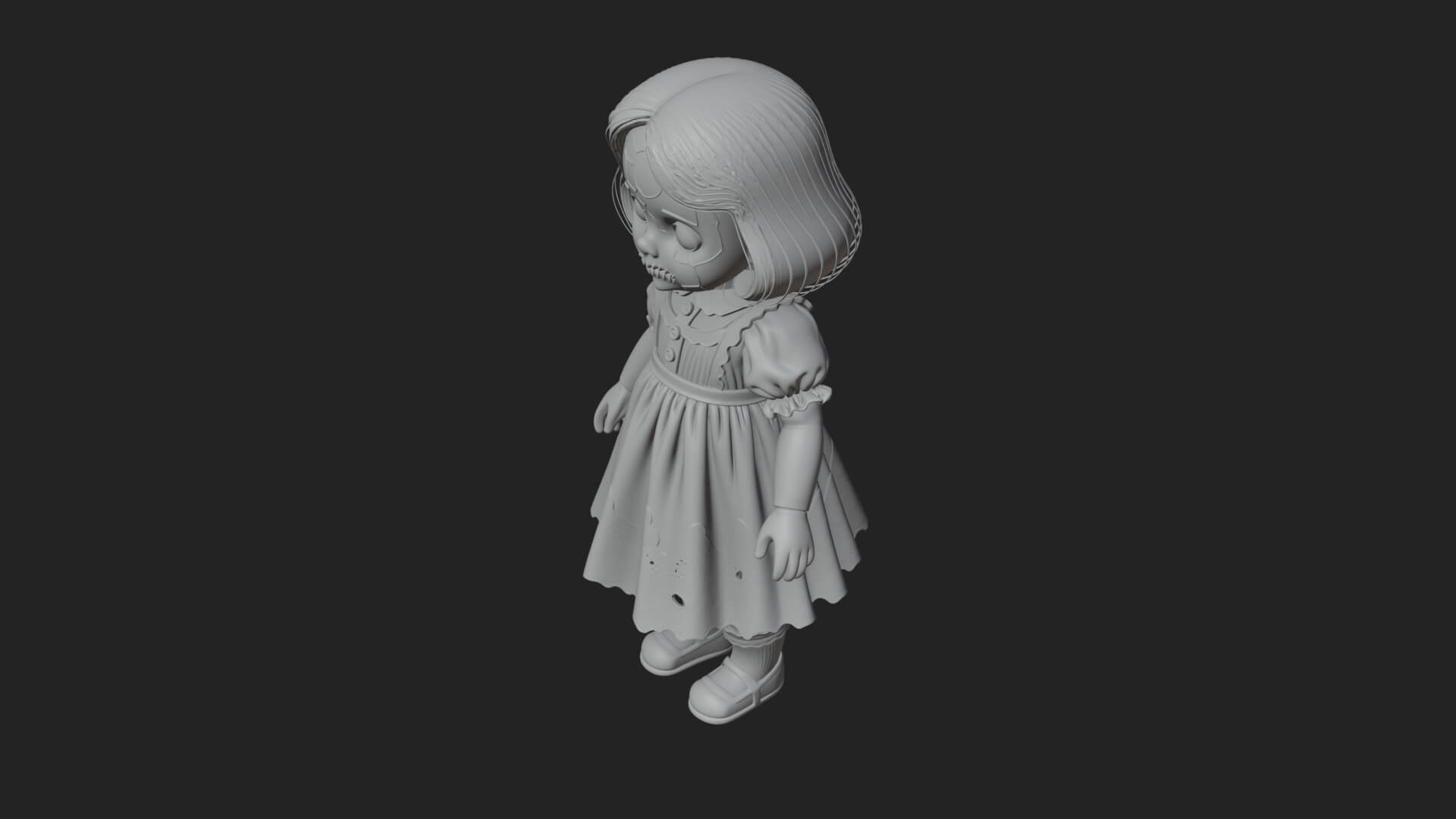 Haunted Porcelain Doll Statue Design 1 3D Print Model 3D Model
