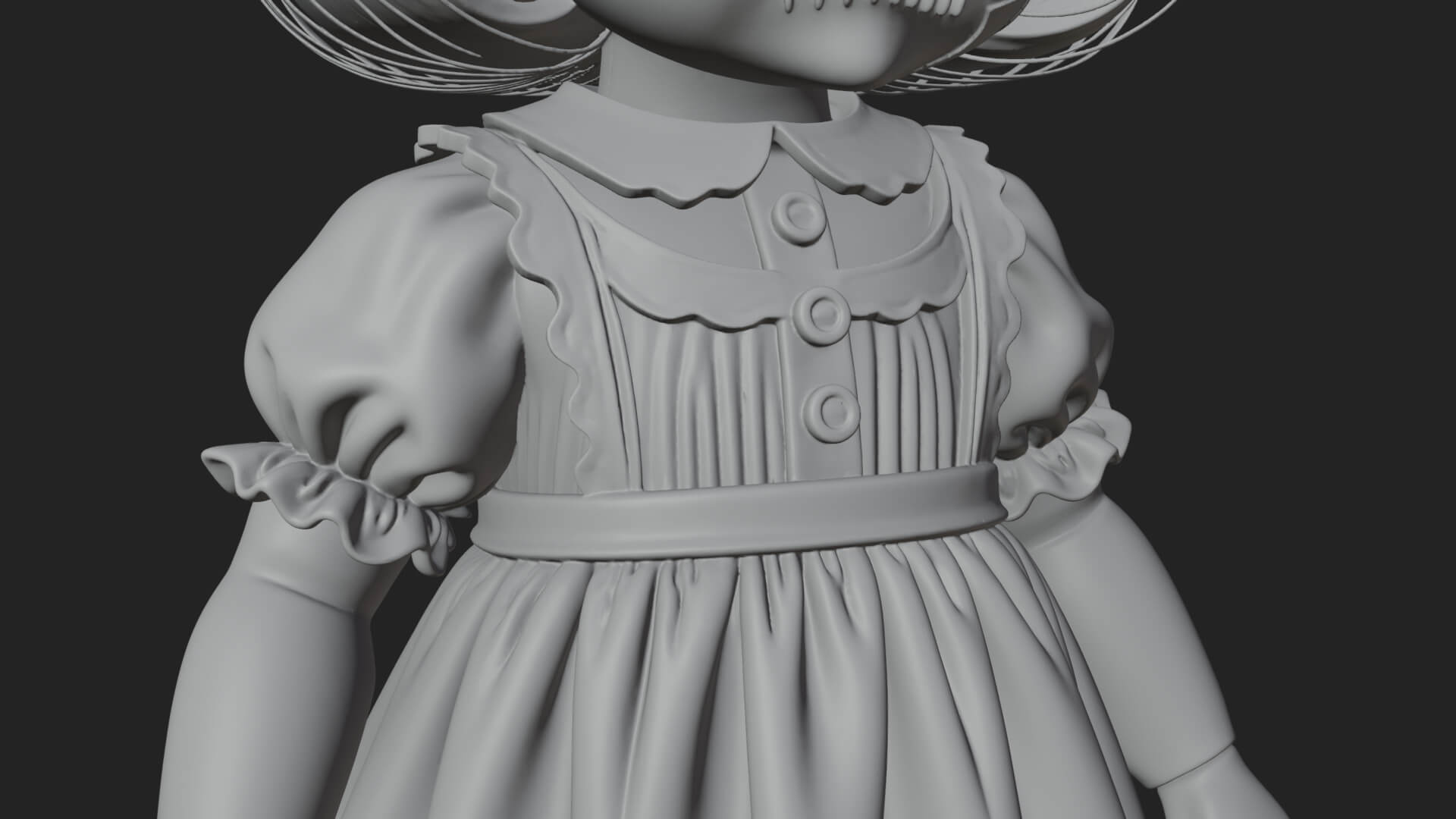 Haunted Porcelain Doll Statue Design 1 3D Print Model 3D Model