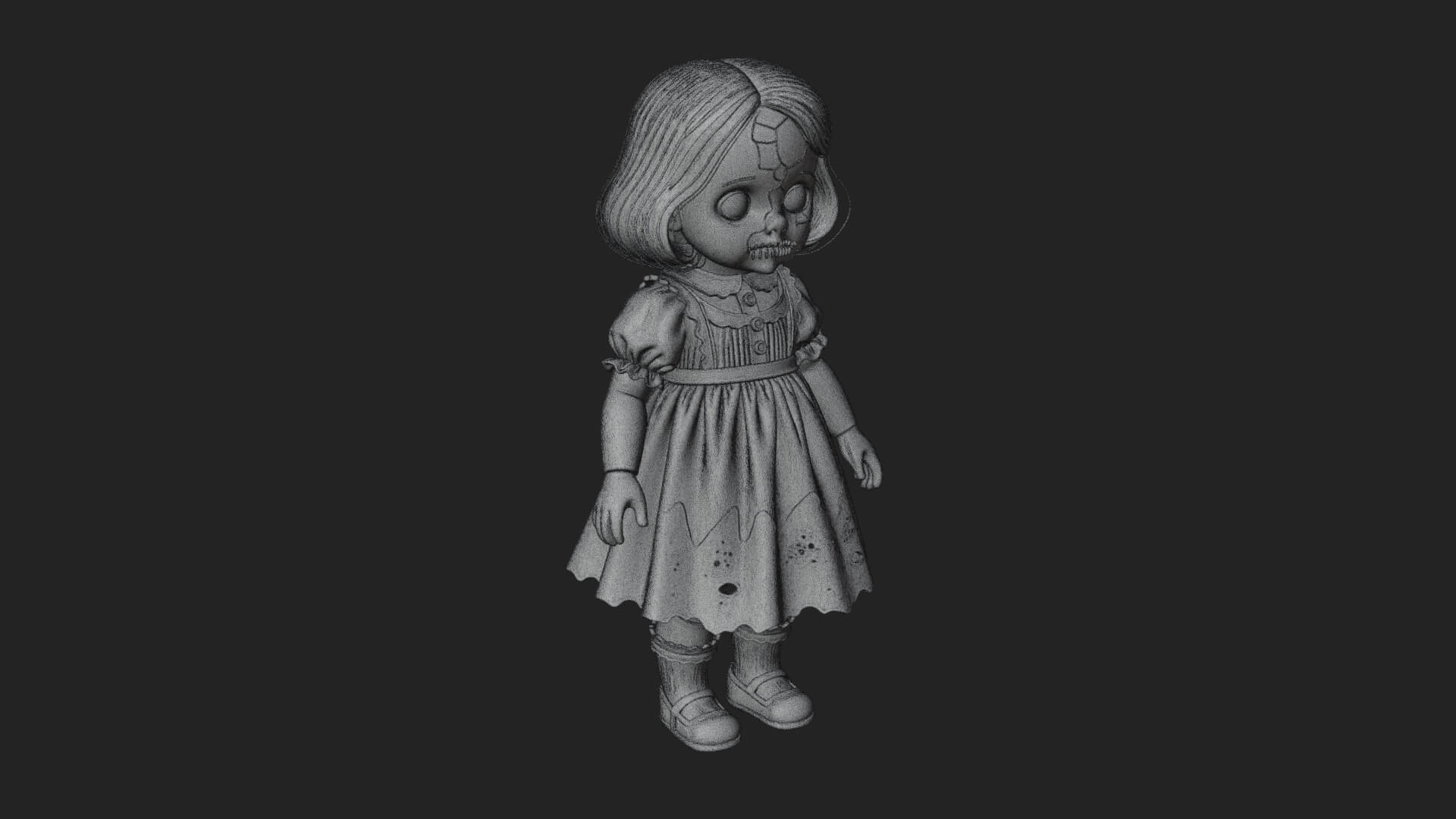Haunted Porcelain Doll Statue Design 1 3D Print Model 3D Model