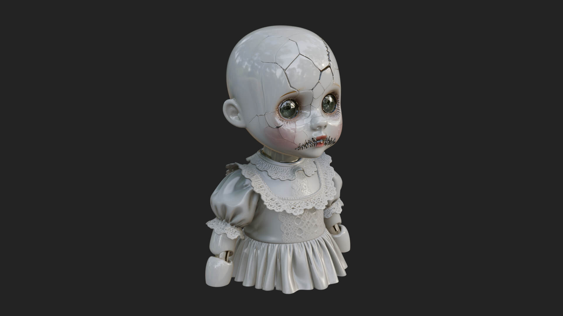 Haunted Porcelain Doll Statue Design 2 3D Print Model 3D Model