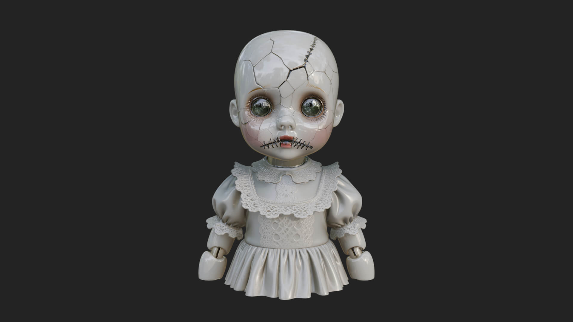 Haunted Porcelain Doll Statue Design 2 3D Print Model 3D Model