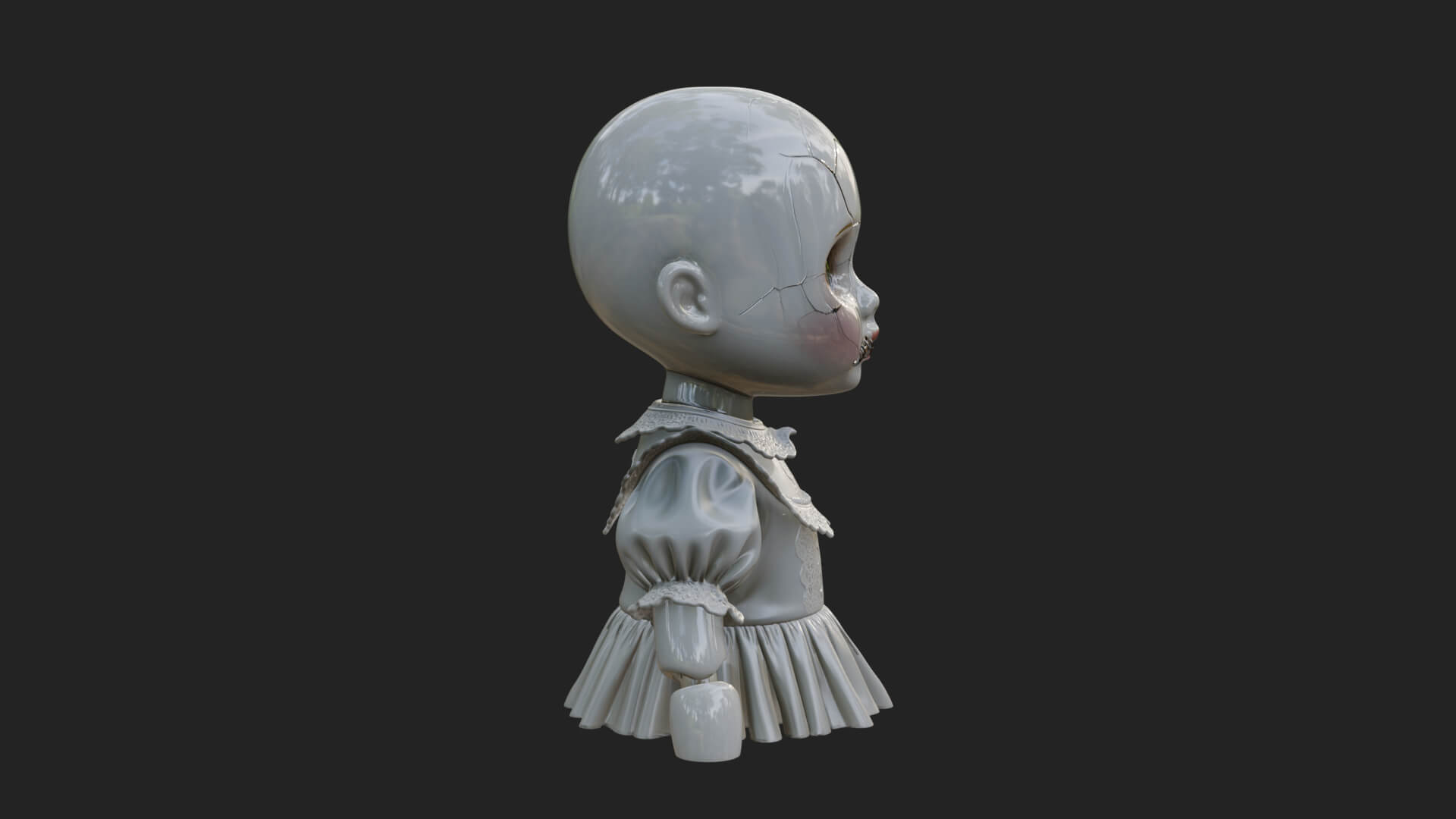 Haunted Porcelain Doll Statue Design 2 3D Print Model 3D Model