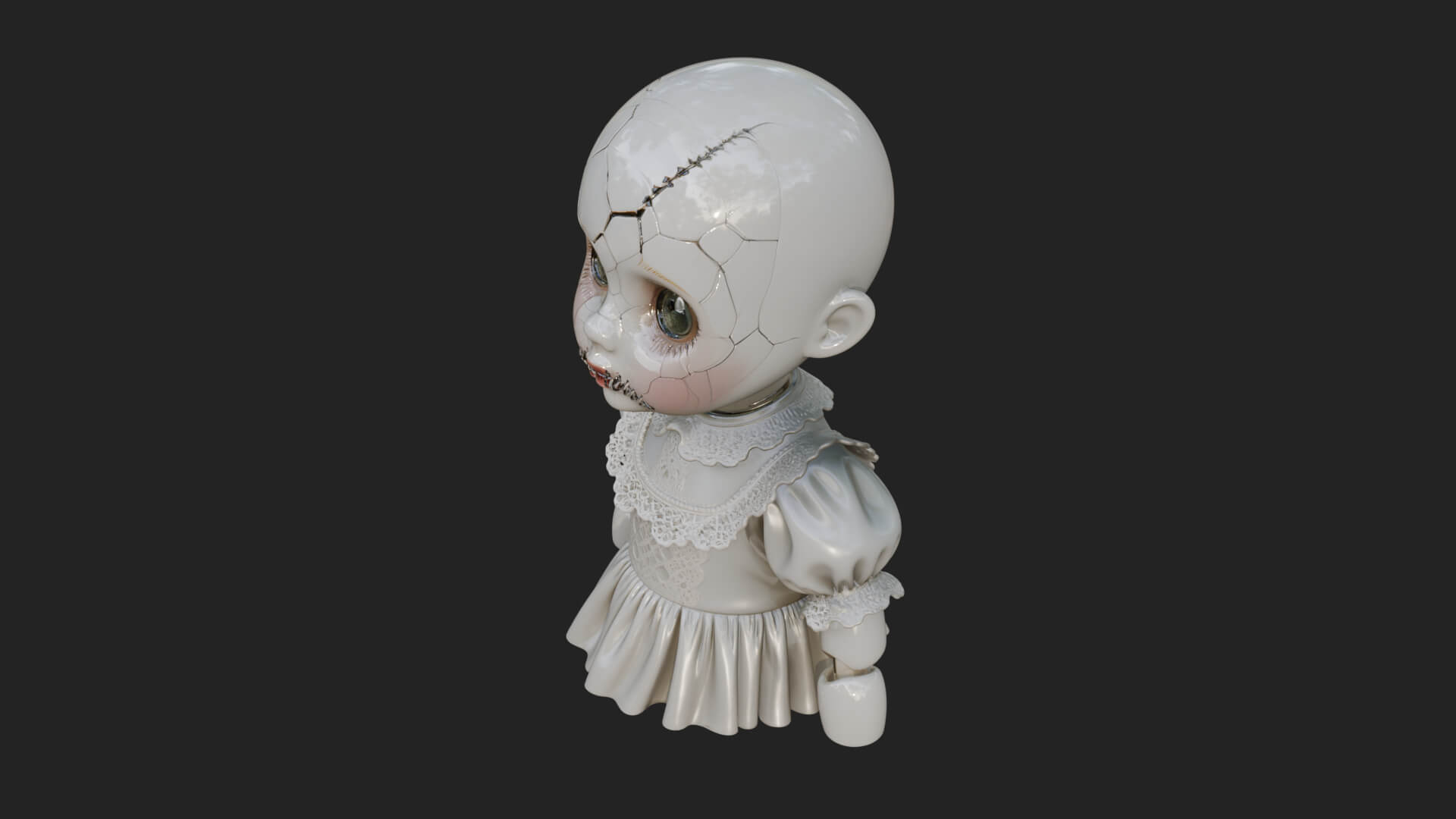 Haunted Porcelain Doll Statue Design 2 3D Print Model 3D Model