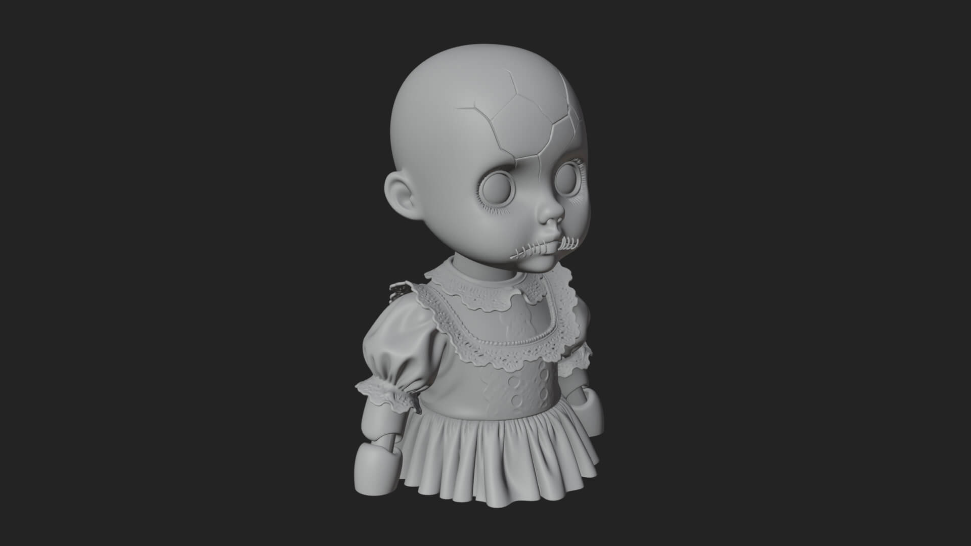 Haunted Porcelain Doll Statue Design 2 3D Print Model 3D Model