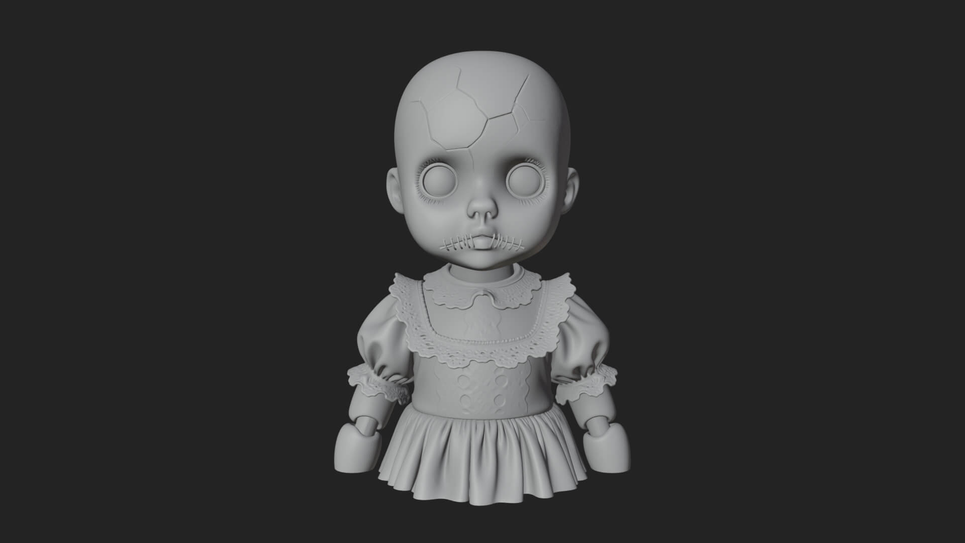 Haunted Porcelain Doll Statue Design 2 3D Print Model 3D Model