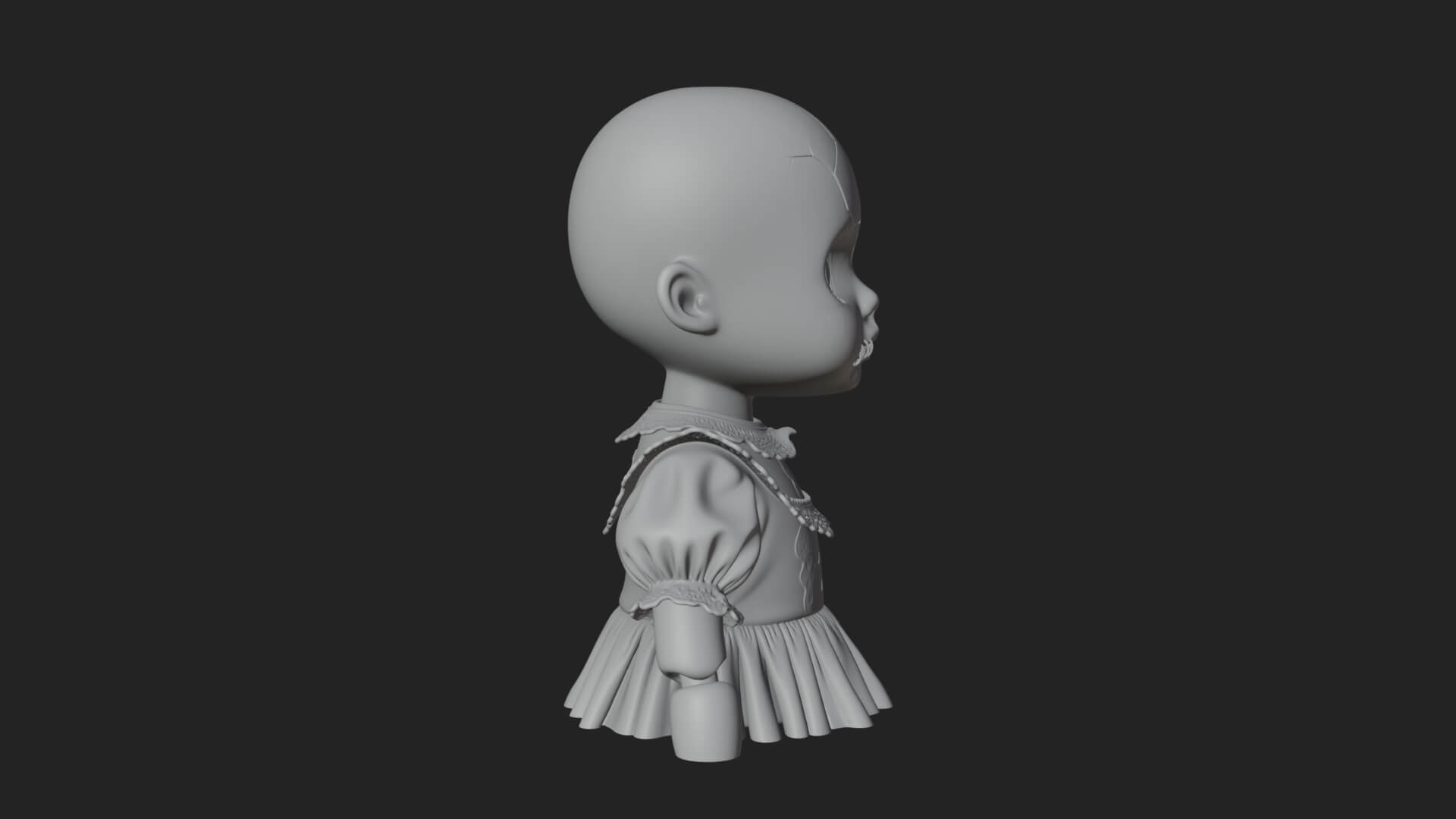 Haunted Porcelain Doll Statue Design 2 3D Print Model 3D Model