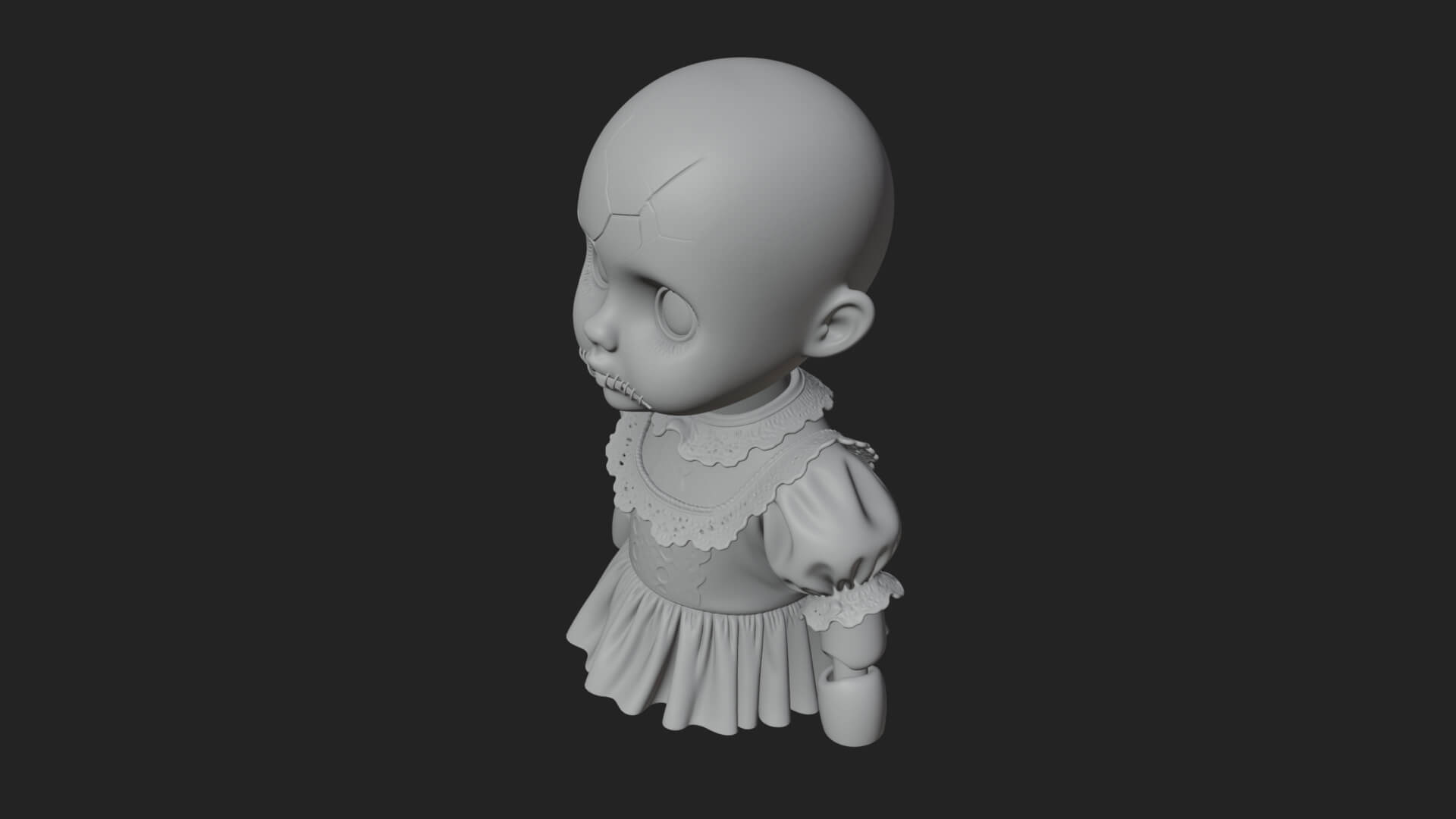 Haunted Porcelain Doll Statue Design 2 3D Print Model 3D Model