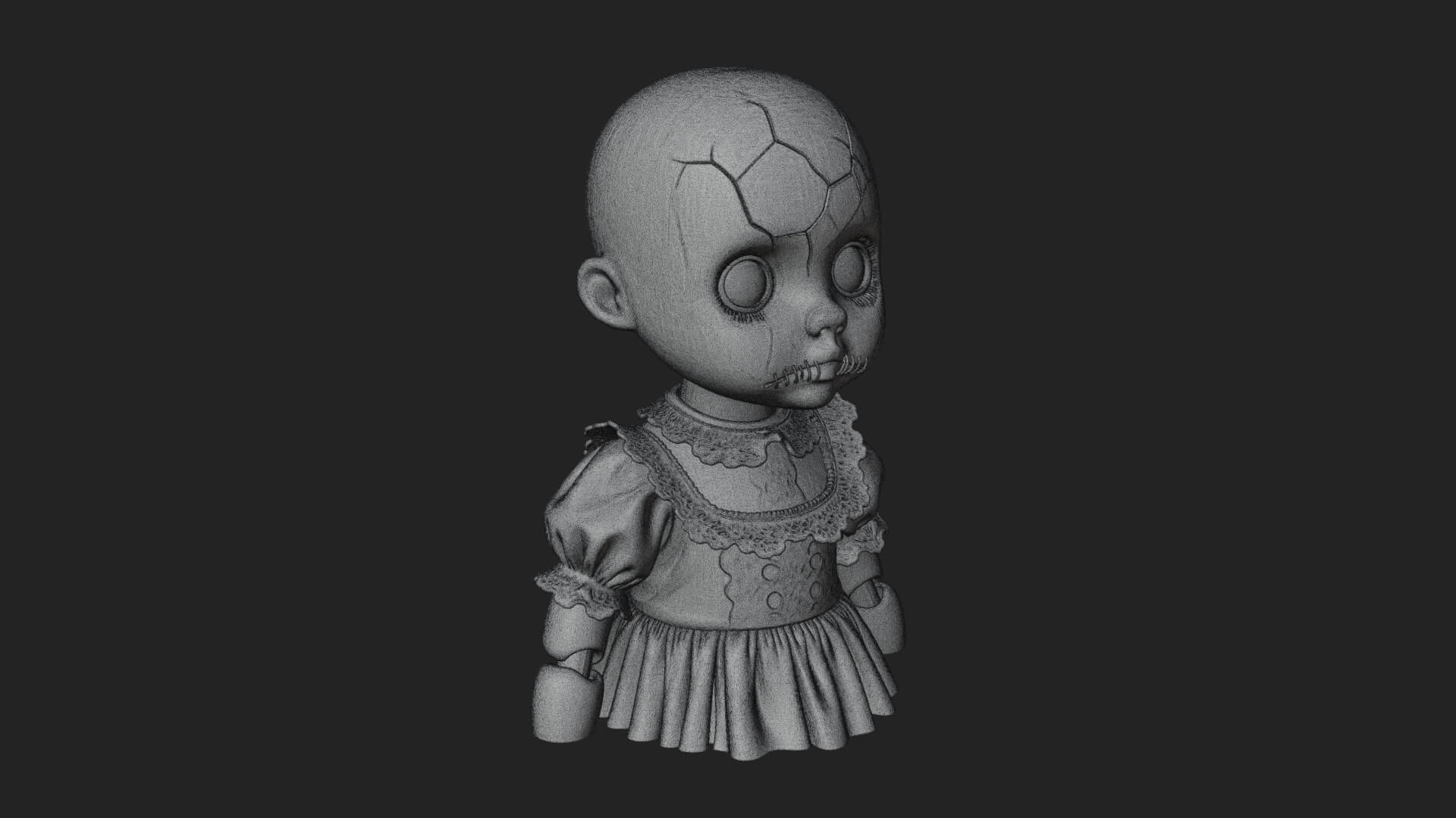 Haunted Porcelain Doll Statue Design 2 3D Print Model 3D Model