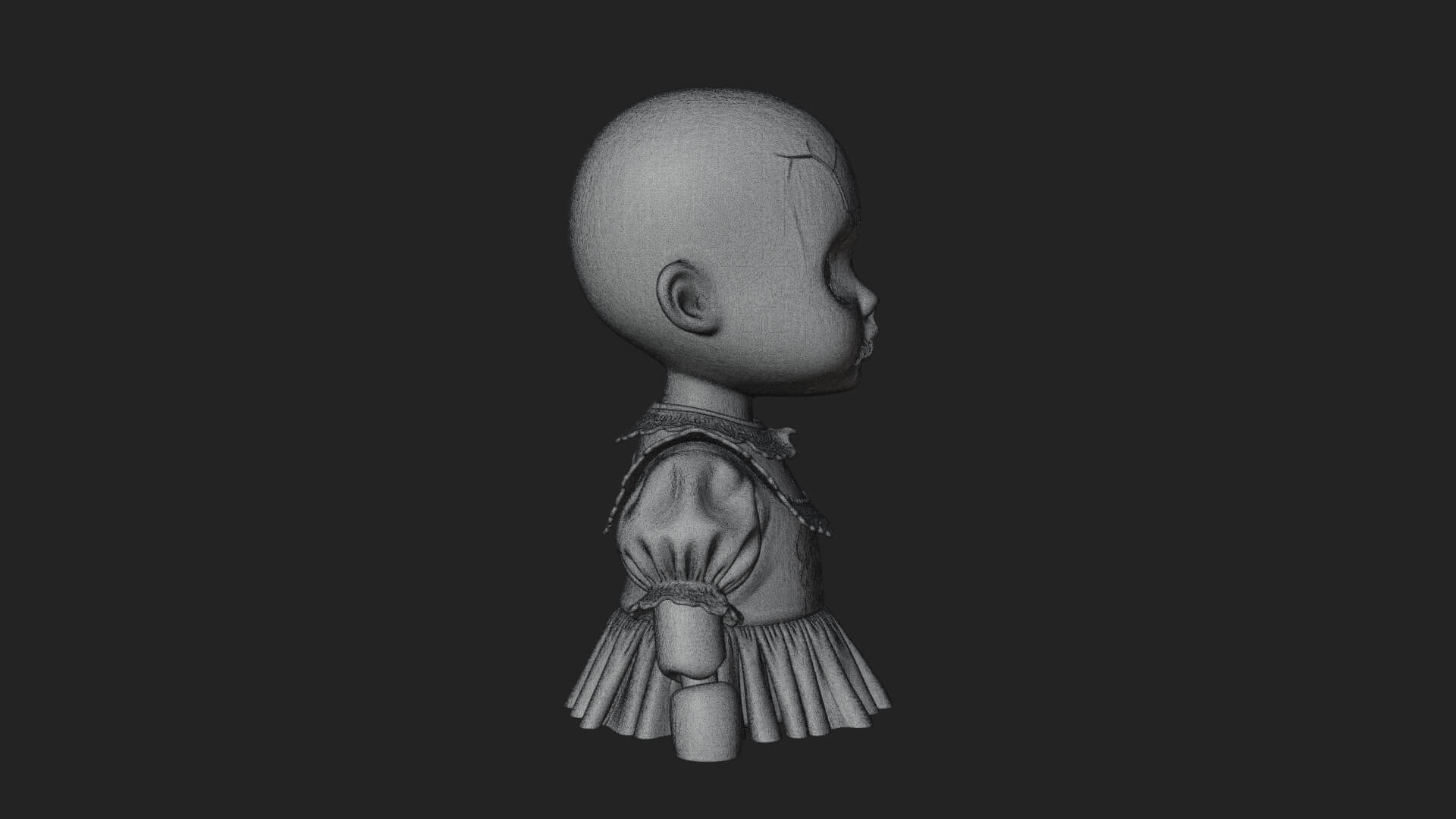 Haunted Porcelain Doll Statue Design 2 3D Print Model 3D Model